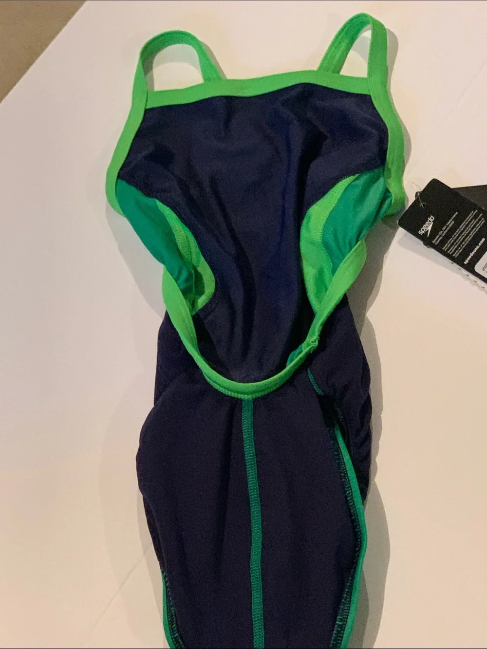 Speedo Navy and Bright Green Girls' One-Piece Swimsuit Size 20 NWT